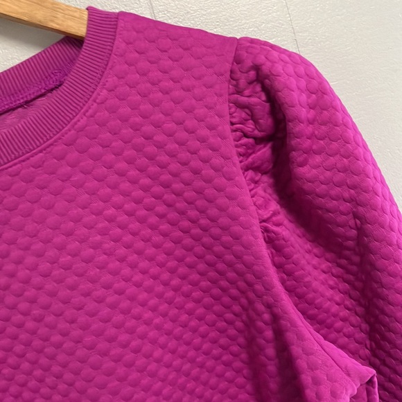 NWT Jodifl Vibrant Purple Textured Top Large New With Tags Puff Sleeve - Picture 4 of 13